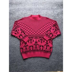 Vintage Classic Essentials Sweater Womens Large Pink Knit Crewneck 90s Made USA